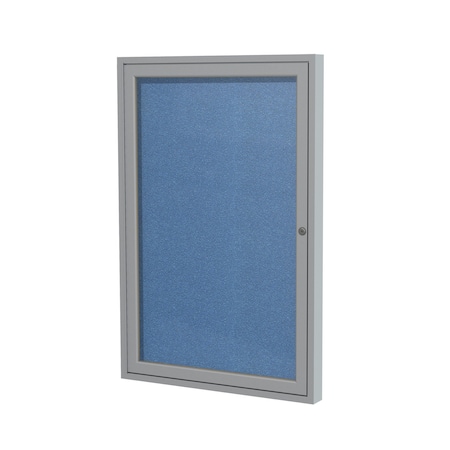 Ghent Enclosed Bulletin Board, 1 Door, Vinyl, 3 ft H x 30 in W, Ocean PA13630VX-191
